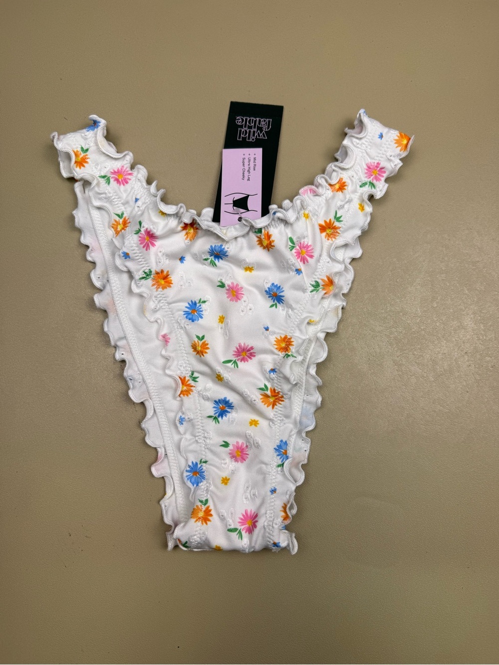 Wild Fable Floral Bikini Bottom XXS Ruffle Cheeky High Leg NWT